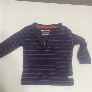 Ruggedbutts 3-6m Navy and Orange Striped Kids Shirt